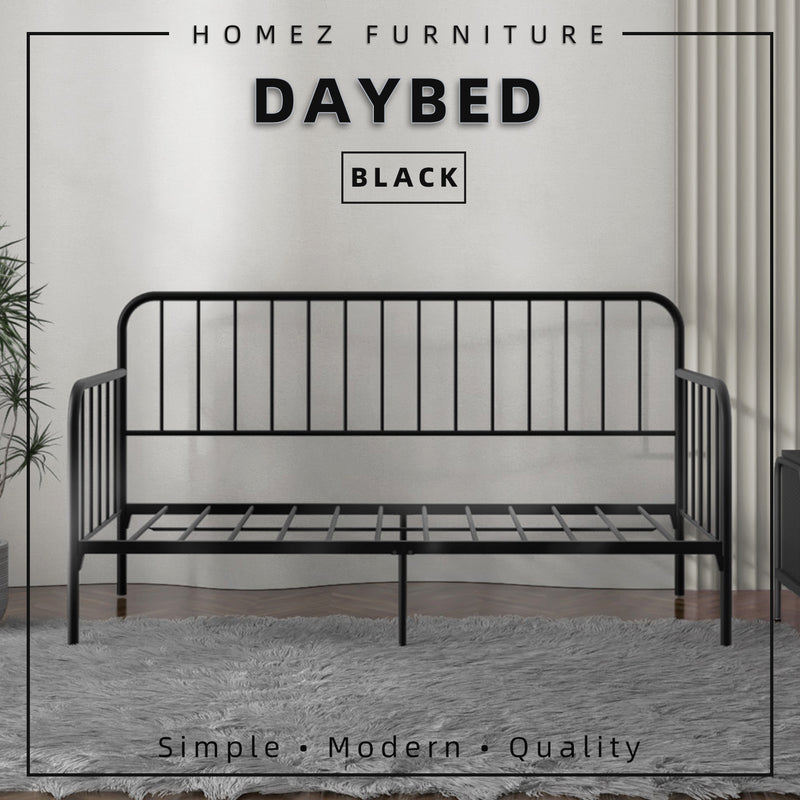 6.4FT Day Bed / Pull Out Trundle Bed Frame Single Powder Coat Metal Black White-0045/0046/0115