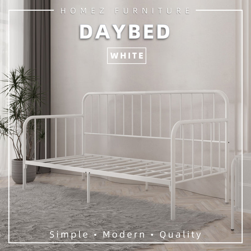 6.4FT Day Bed / Pull Out Trundle Bed Frame Single Powder Coat Metal Black White-0045/0046/0115