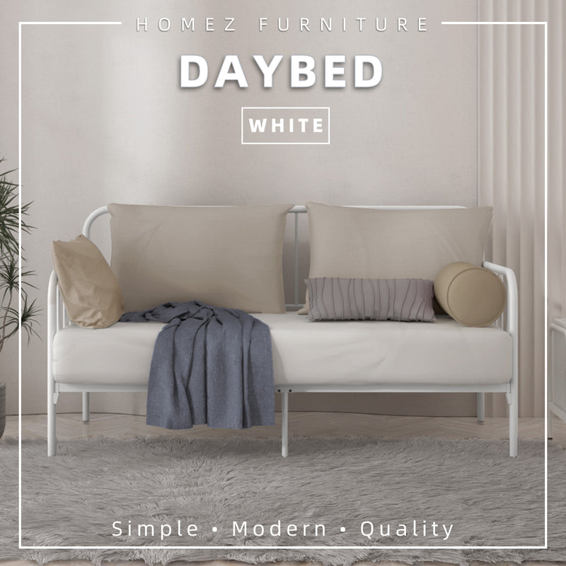 6.4FT Day Bed / Pull Out Trundle Bed Frame Single Powder Coat Metal Black White-0045/0046/0115