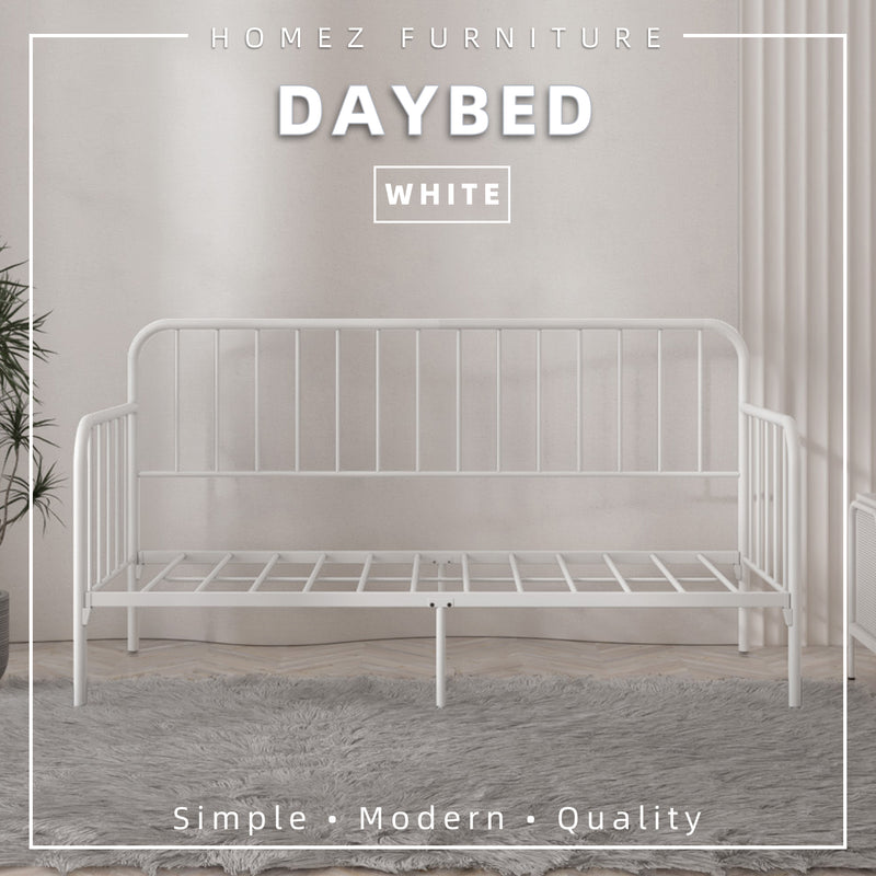 6.4FT Day Bed / Pull Out Trundle Bed Frame Single Powder Coat Metal Black White-0045/0046/0115
