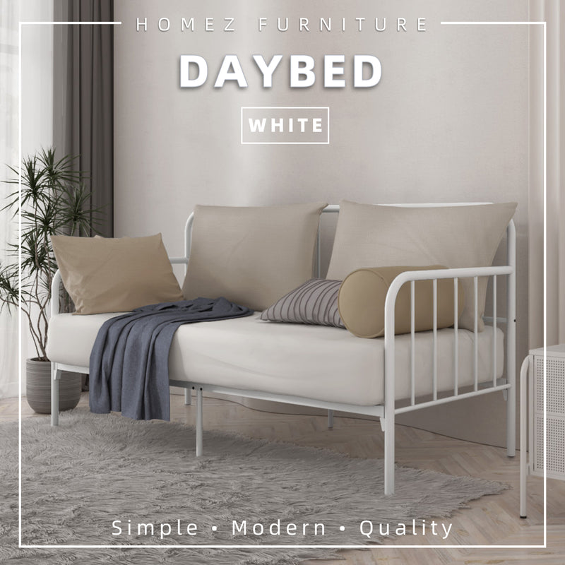 6.4FT Day Bed / Pull Out Trundle Bed Frame Single Powder Coat Metal Black White-0045/0046/0115