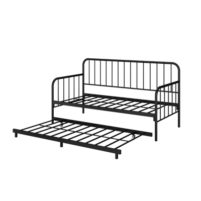 6.4FT Day Bed / Pull Out Trundle Bed Frame Single Powder Coat Metal Black White-0045/0046/0115