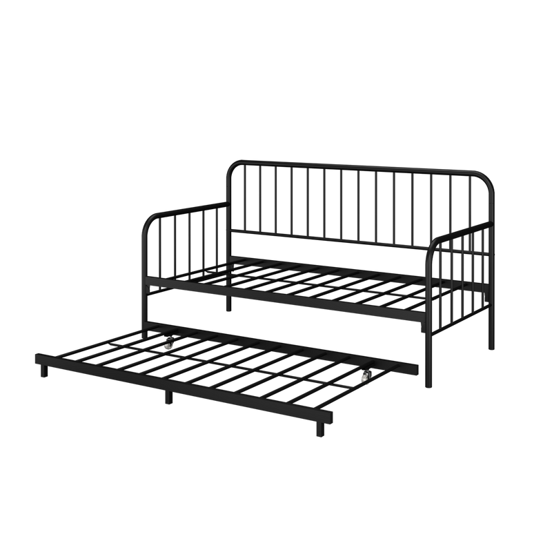 6.4FT Day Bed / Pull Out Trundle Bed Frame Single Powder Coat Metal Black White-0045/0046/0115