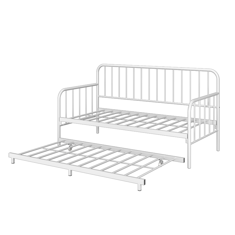 6.4FT Day Bed / Pull Out Trundle Bed Frame Single Powder Coat Metal Black White-0045/0046/0115