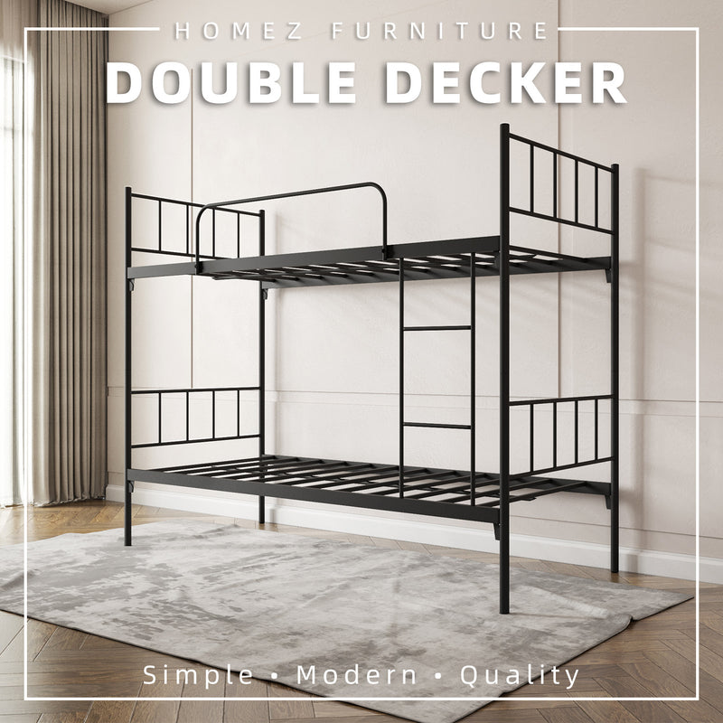 6.4FT Double Decker Bed Frame - White / Black - FYDB-0058