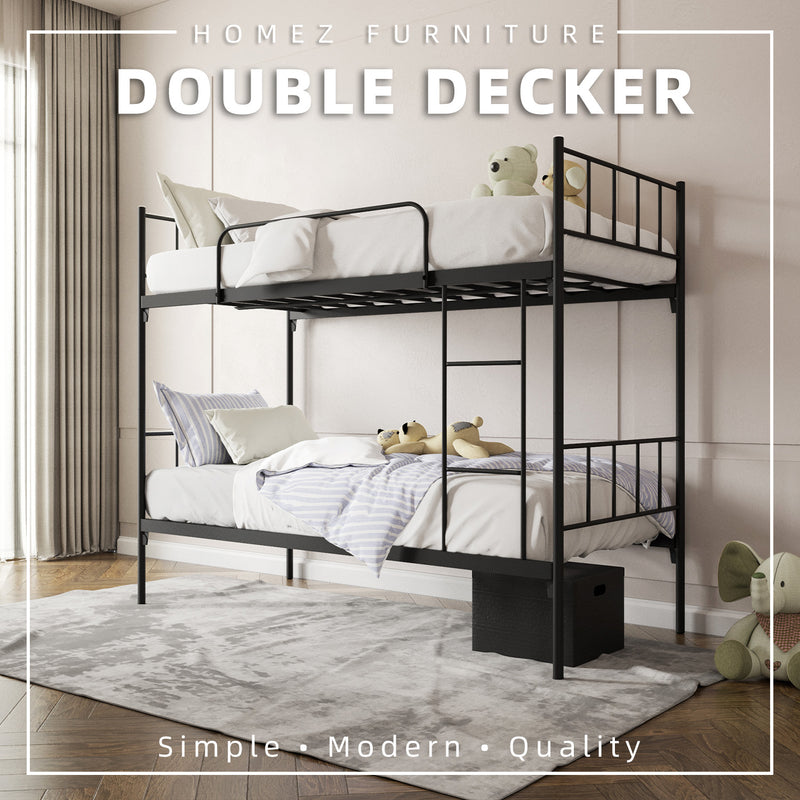 6.4FT Double Decker Bed Frame - White / Black - FYDB-0058