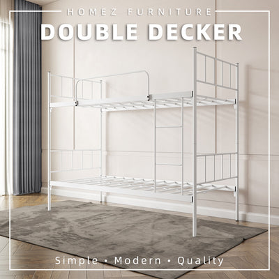 6.4FT Double Decker Bed Frame - White / Black - FYDB-0058