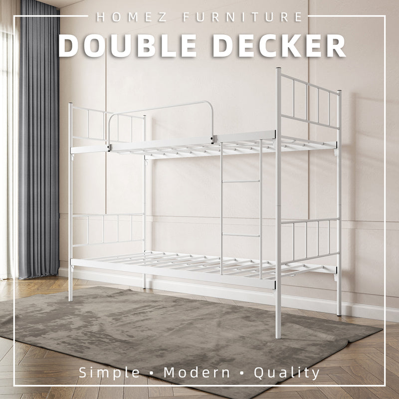 6.4FT Double Decker Bed Frame - White / Black - FYDB-0058