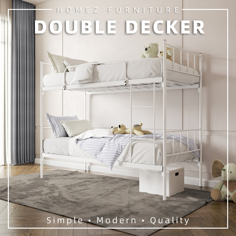 6.4FT Double Decker Bed Frame - White / Black - FYDB-0058