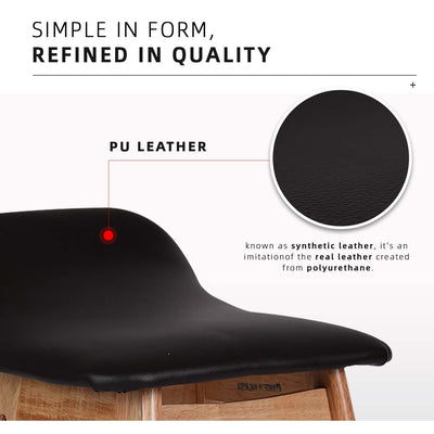 BAR/PUB/CAFE/STOOL With Modern Wooden Texture PU Leather Bar Stool with Solid Wood Legs - 204/MELON