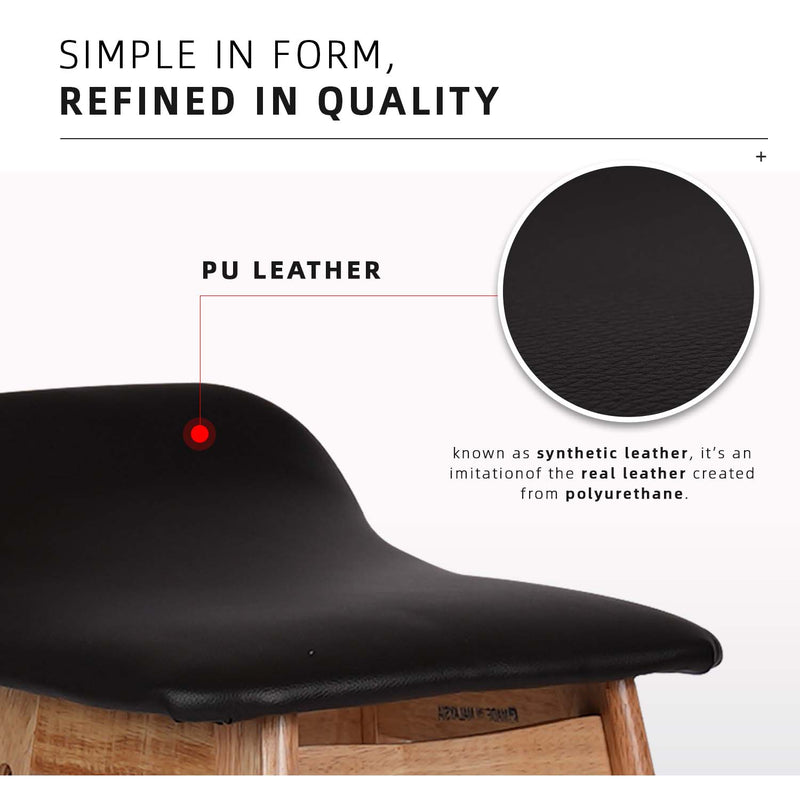BAR/PUB/CAFE/STOOL With Modern Wooden Texture PU Leather Bar Stool with Solid Wood Legs - 204/MELON