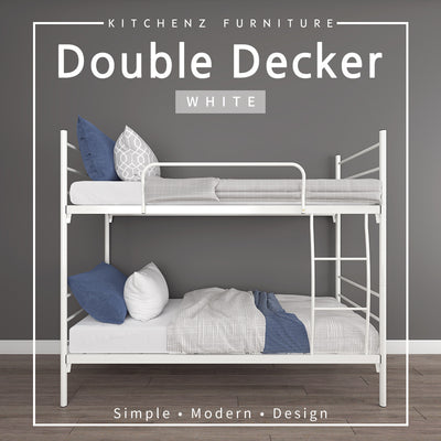 6.4FT Single and Double Decker Bed Frame - White / Black - FYDB-0058/3VEY