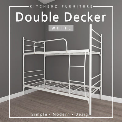 6.4FT Single and Double Decker Bed Frame - White / Black - FYDB-0058/3VEY