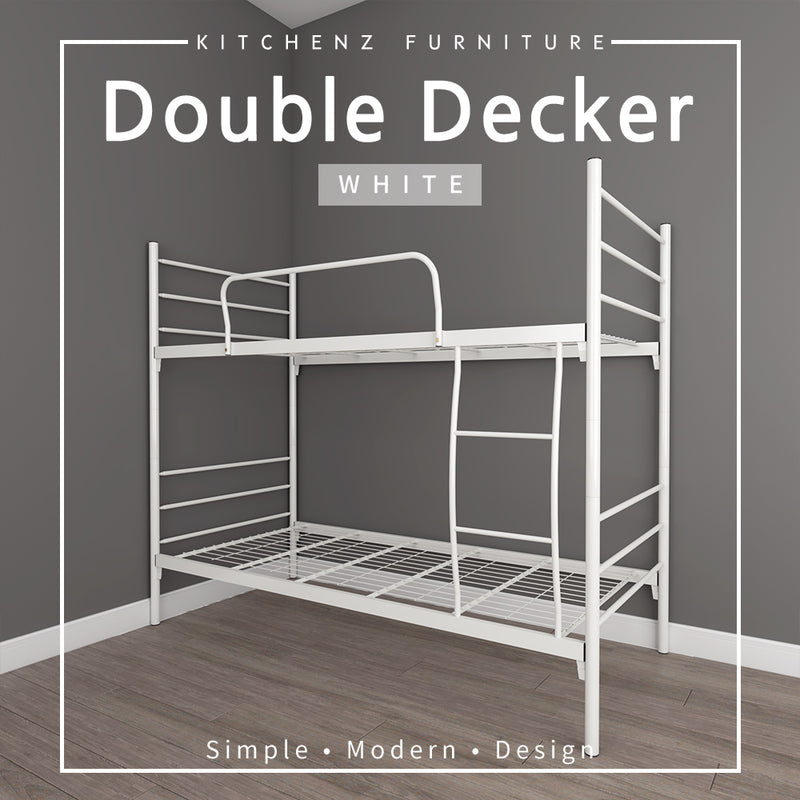 6.4FT Single and Double Decker Bed Frame - White / Black - FYDB-0058/3VEY