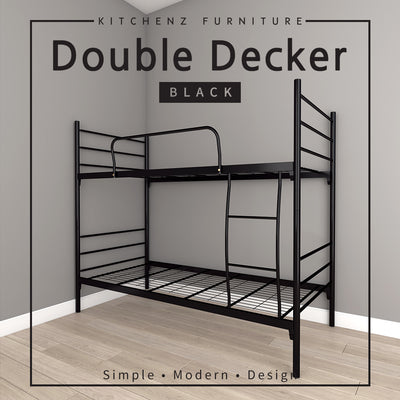6.4FT Single and Double Decker Bed Frame - White / Black - FYDB-0058/3VEY