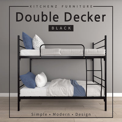 6.4FT Single and Double Decker Bed Frame - White / Black - FYDB-0058/3VEY