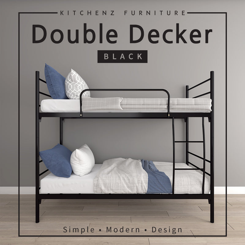 6.4FT Single and Double Decker Bed Frame - White / Black - FYDB-0058/3VEY