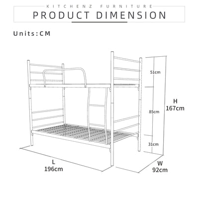 6.4FT Single and Double Decker Bed Frame - White / Black - FYDB-0058/3VEY
