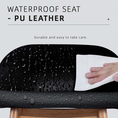 BAR/PUB/CAFE/STOOL With Modern Wooden Texture PU Leather Bar Stool with Solid Wood Legs - 204/MELON