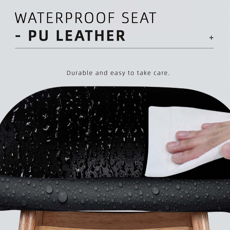 BAR/PUB/CAFE/STOOL With Modern Wooden Texture PU Leather Bar Stool with Solid Wood Legs - 204/MELON