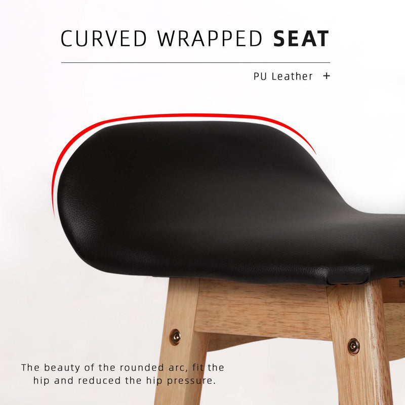 BAR/PUB/CAFE/STOOL With Modern Wooden Texture PU Leather Bar Stool with Solid Wood Legs - 204/MELON