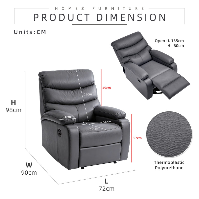 (Free Installation) 2FT Fabric/TPU Recliner Sofa 1 Seater Recliner Grey Clay Brown Blue Cream-530/533/529