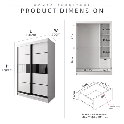 HomeZ 4FTx6FT Sliding Wardrobe Drawer Combination Lock Storage - 6005/6015/6025/6045-LOCK