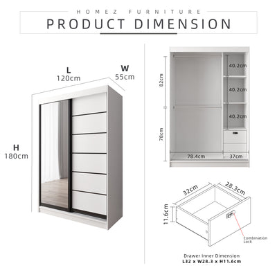 HomeZ 4FTx6FT Sliding Wardrobe Drawer Combination Lock Storage - 6005/6015/6025/6045-LOCK