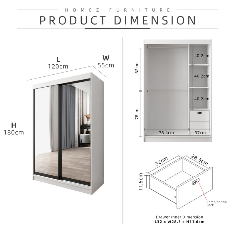 HomeZ 4FTx6FT Sliding Wardrobe Drawer Combination Lock Storage - 6005/6015/6025/6045-LOCK