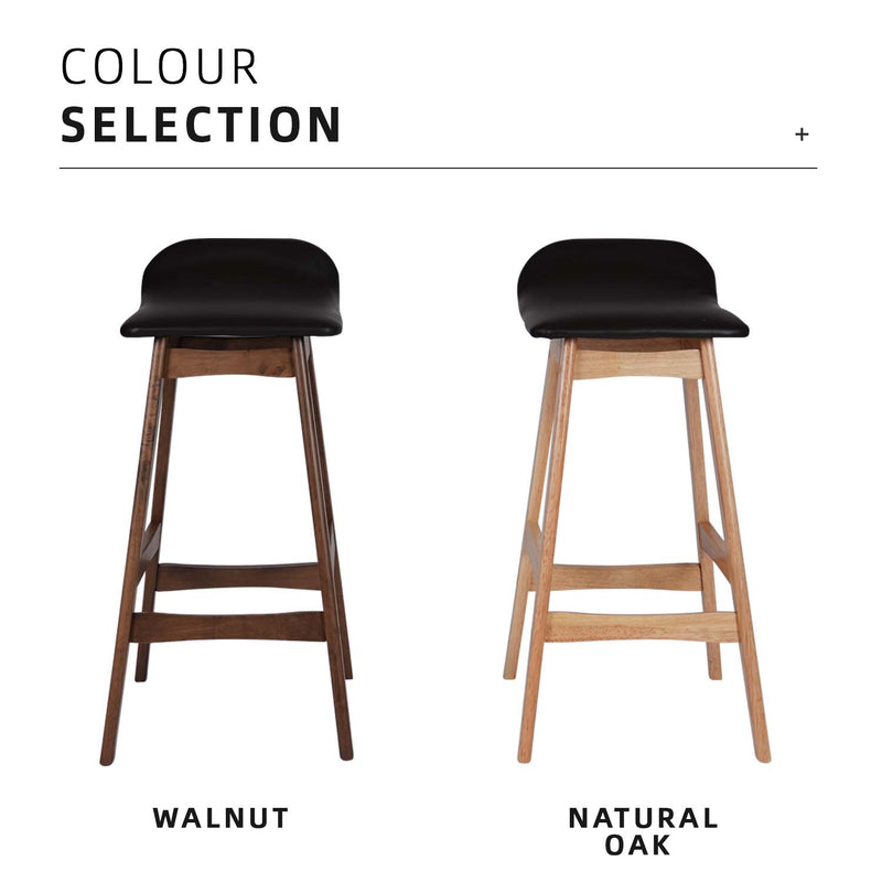 BAR/PUB/CAFE/STOOL With Modern Wooden Texture PU Leather Bar Stool with Solid Wood Legs - 204/MELON