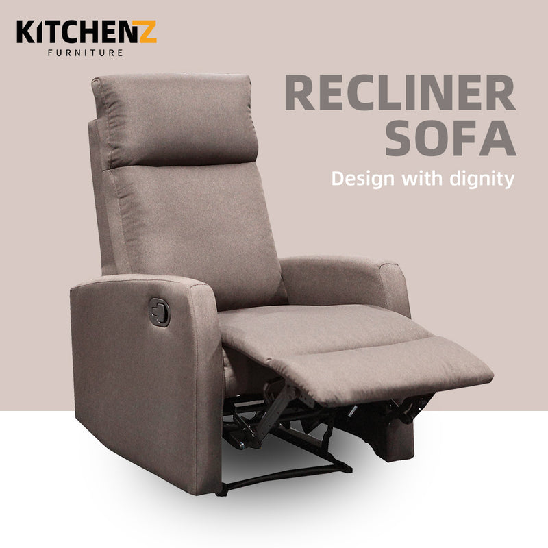 (Free Installation) 2FT Fabric/TPU Recliner Sofa 1 Seater Recliner Grey Clay Brown Blue Cream-530/533