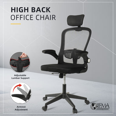 HomeZ Office Chair Ergonomic Chair Executive Mesh High back / Medium Back Chair/with legrest - Black
