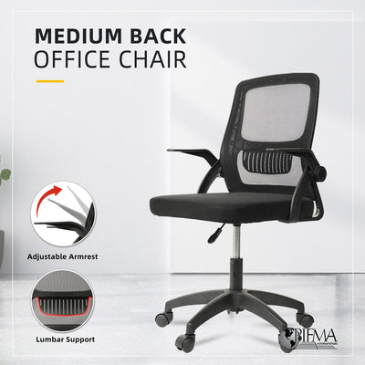 HomeZ Office Chair Ergonomic Chair Executive Mesh High back / Medium Back Chair/with legrest - Black