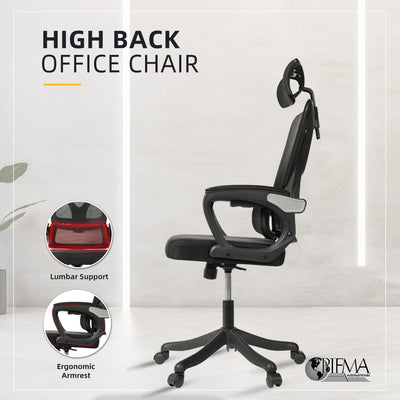 HomeZ Office Chair Ergonomic Chair Executive Mesh High back / Medium Back Chair/with legrest - Black