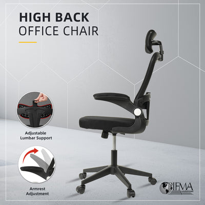 HomeZ Office Chair Ergonomic Chair Executive Mesh High back / Medium Back Chair/with legrest - Black