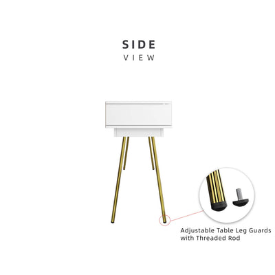 [Free Installation] 4FT Ivory Series Console Table with 2 Drawer Storage Gold Metal Leg Support - HMZ-FN-CT-1415-WT