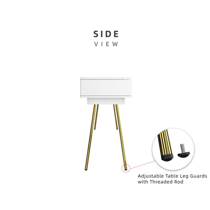 [Free Installation] 4FT Ivory Series Console Table with 2 Drawer Storage Gold Metal Leg Support - HMZ-FN-CT-1415-WT