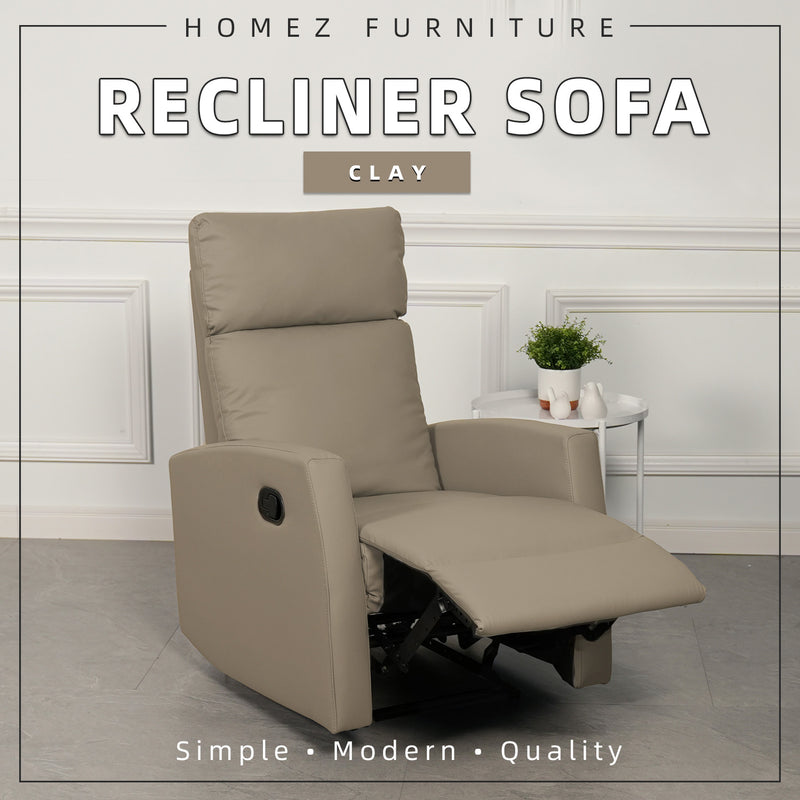 (Free Installation) 2FT Fabric/TPU Recliner Sofa 1 Seater Recliner Grey Clay Brown Blue Cream-530/533