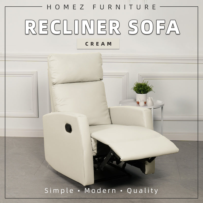(Free Installation) 2FT Fabric/TPU Recliner Sofa 1 Seater Recliner Grey Clay Brown Blue Cream-530/533