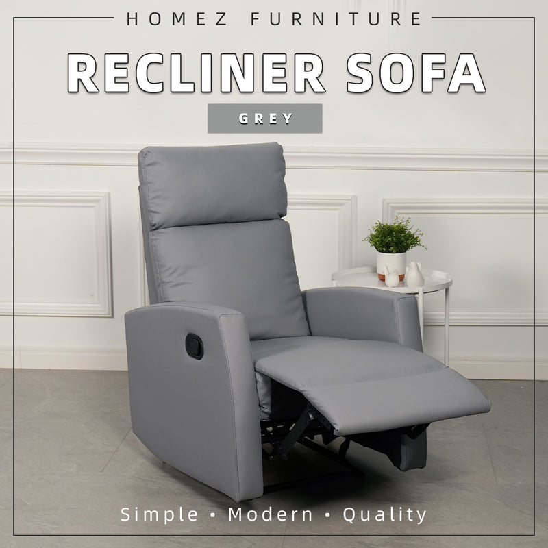 (Free Installation) 2FT Fabric/TPU Recliner Sofa 1 Seater Recliner Grey Clay Brown Blue Cream-530/533
