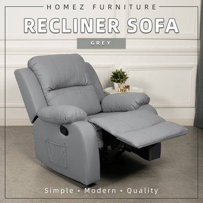 (Free Installation) 3FT 1 Seater Fabric/TPU Recliner Sofa / Grey/Brown/Blue/Clay/Cream - HMZ-FN-522/523/545