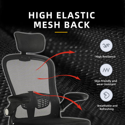 HomeZ Office Chair Ergonomic Chair Executive Mesh High back / Medium Back Chair/with legrest - Black