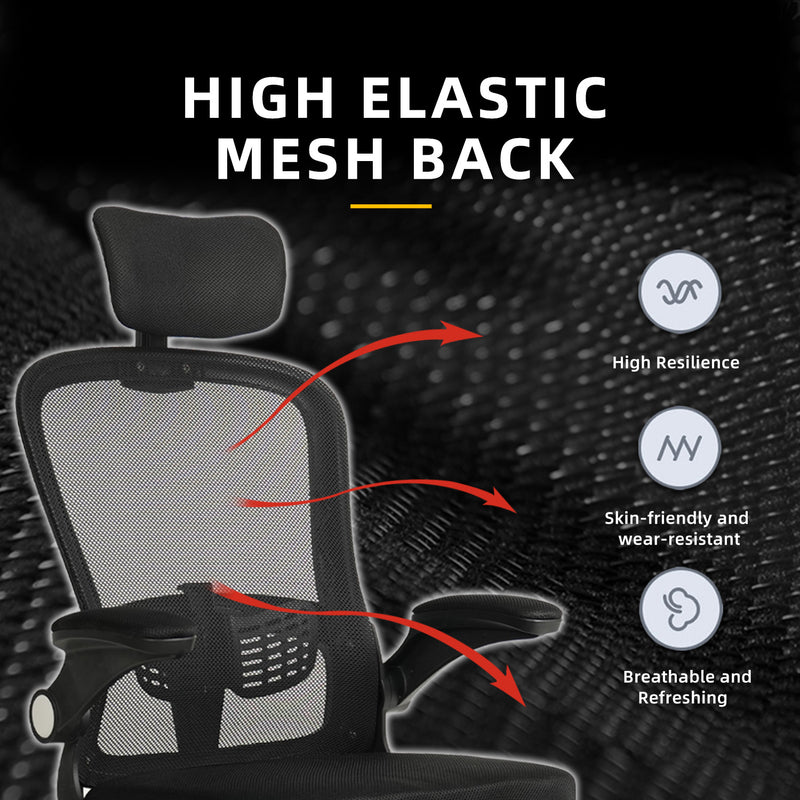 HomeZ Office Chair Ergonomic Chair Executive Mesh High back / Medium Back Chair/with legrest - Black