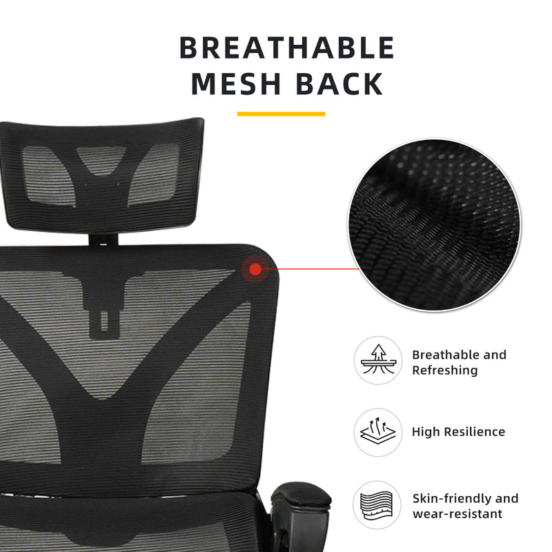 HomeZ Office Chair Ergonomic Chair Executive Mesh High back / Medium Back Chair/with legrest - Black