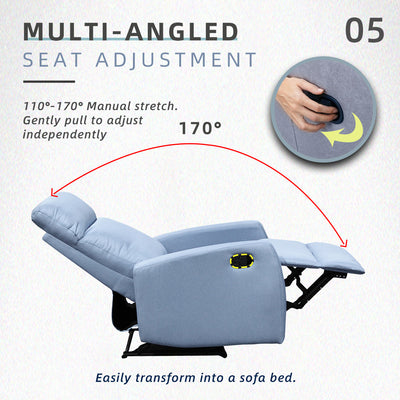 (Free Installation) 2FT Fabric/TPU Recliner Sofa 1 Seater Recliner Grey Clay Brown Blue Cream-530/533