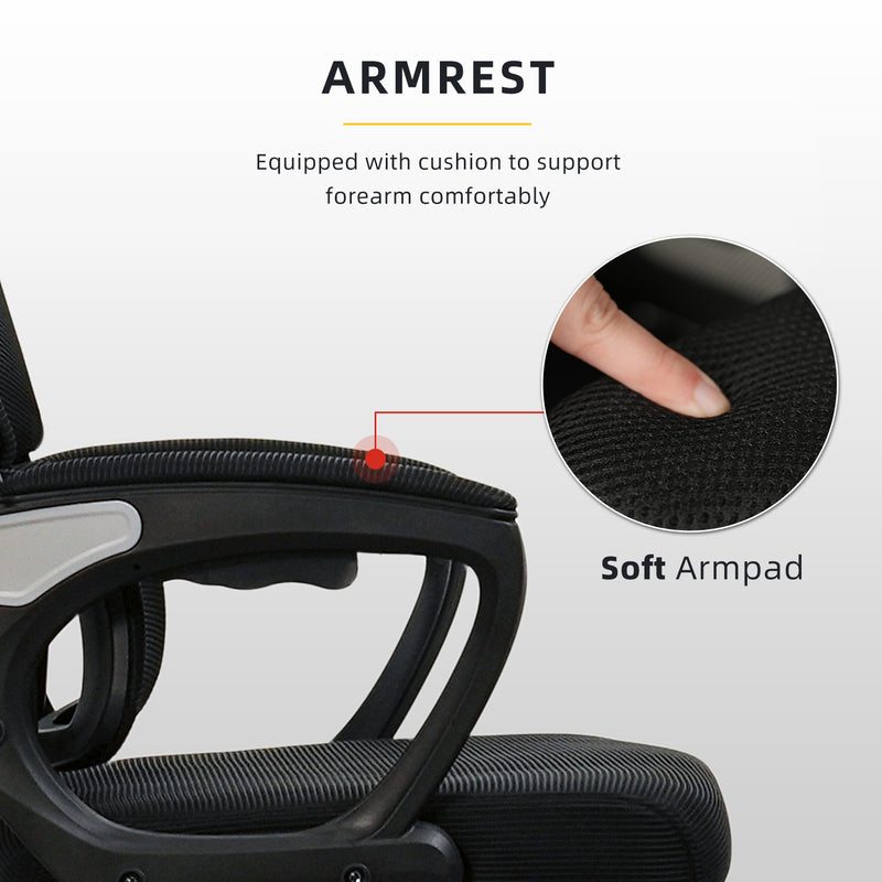HomeZ Office Chair Ergonomic Chair Executive Mesh High back / Medium Back Chair/with legrest - Black