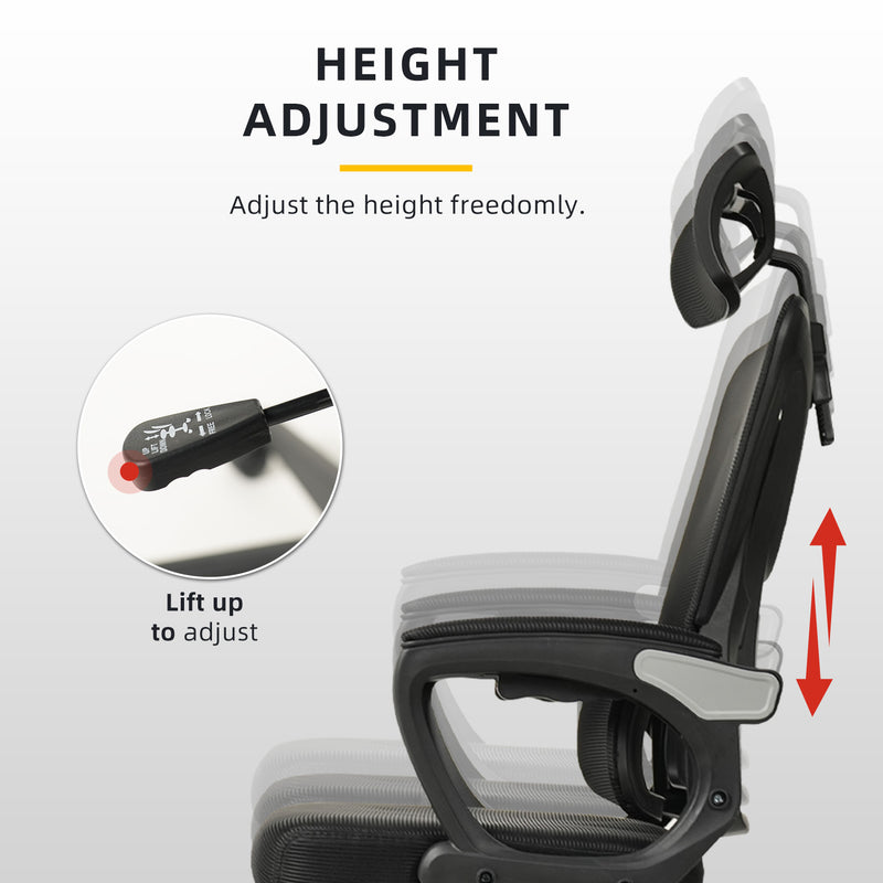 HomeZ Office Chair Ergonomic Chair Executive Mesh High back / Medium Back Chair/with legrest - Black