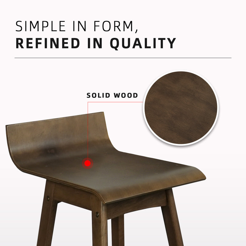 BAR/PUB/CAFE/STOOL With Modern Wooden Texture PU Leather Bar Stool with Solid Wood Legs - 204/MELON