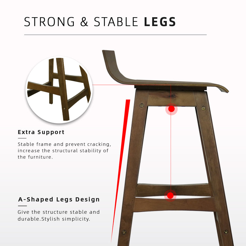 BAR/PUB/CAFE/STOOL With Modern Wooden Texture PU Leather Bar Stool with Solid Wood Legs - 204/MELON