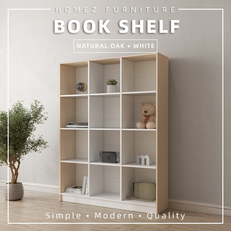 [Free Installation] Book Shelf Book Rack Divider Cabinet with 12 Compartments - HMZ-FN-BS-1003